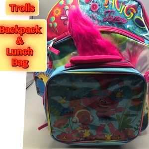 Trolls 2 Piece Back Pack & Bonus Lunch Bag NEW